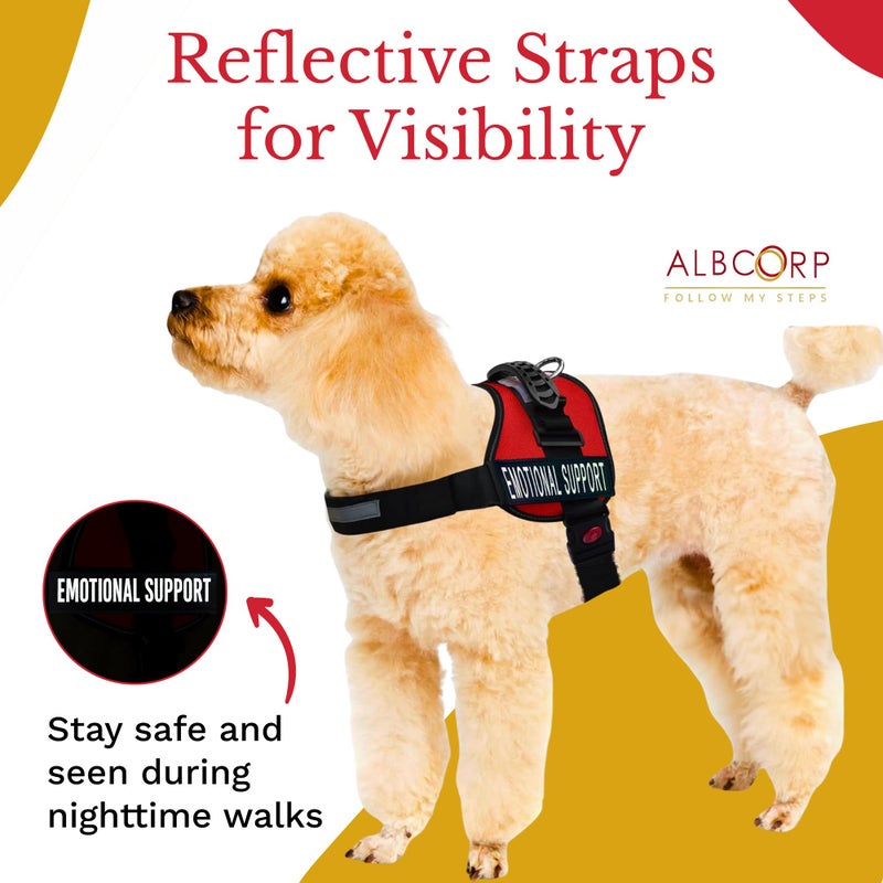 ALBCORP Emotional Support Dog Vest â€“ Reflective Harness - Woven Nylon, Comfy Mesh Padding - Sizes from XXS to XL â€“ Emotional Support Dog Patches Included. Red, Extra Small - Image 5